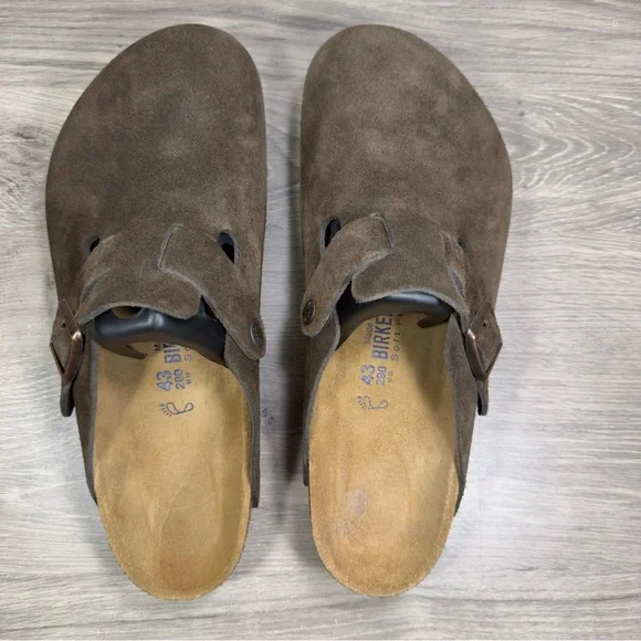 Birkenstock Boston Mocha Suede Clogs Soft Flat Comfort Casual Men’s Size 10-10.5 - Picture 6 of 10